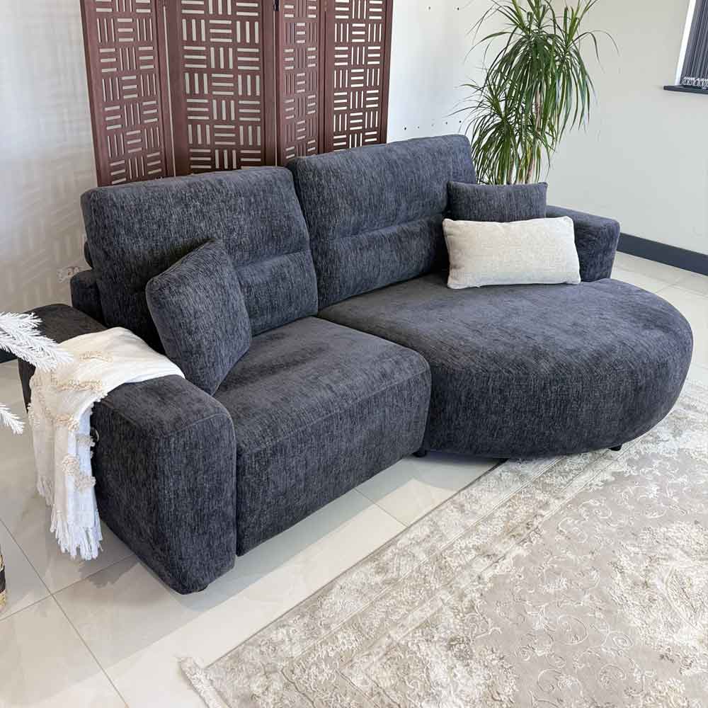 Denvia Fabric Electric Recliner Right Hand Corner Sofa in Black