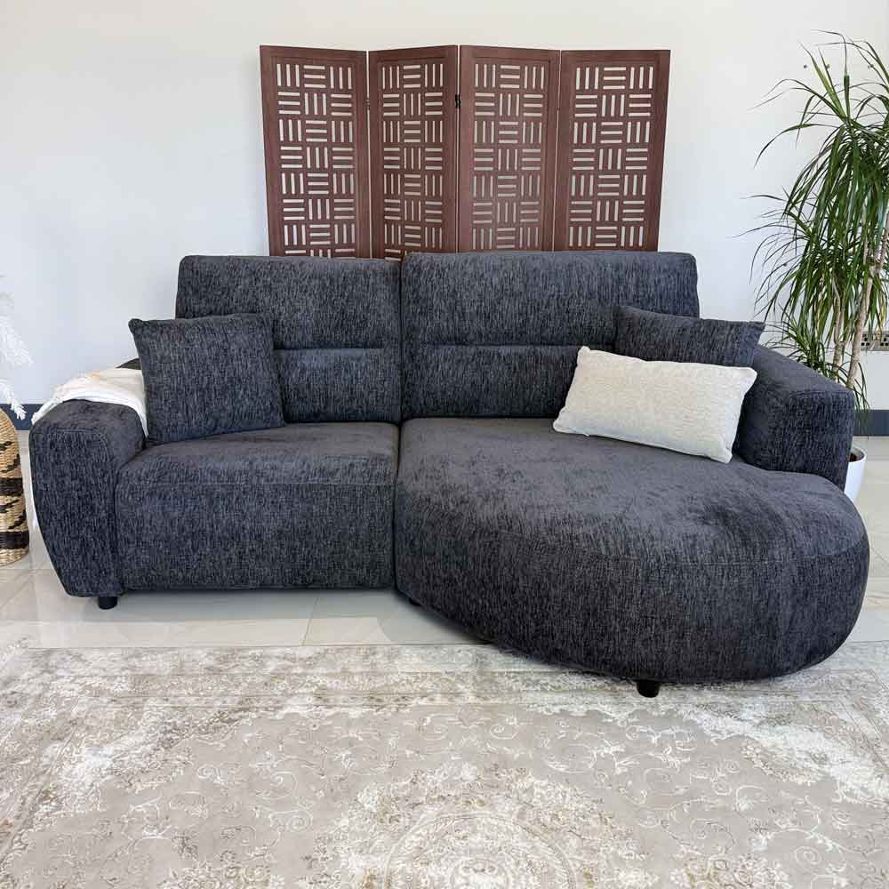 Denvia Fabric Electric Recliner Right Hand Corner Sofa in Black