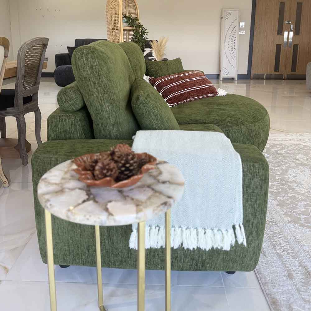 Denvia Fabric Electric Recliner Right Hand Corner Sofa in Green