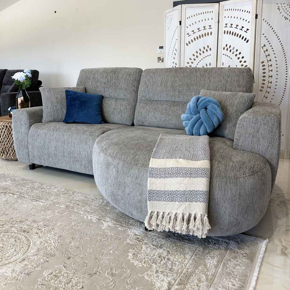 Denvia Fabric Electric Recliner Right Hand Corner Sofa in Grey