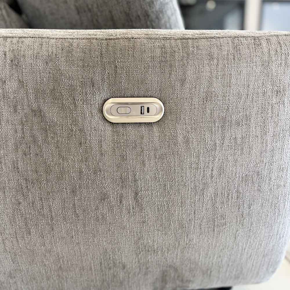 Denvia Fabric Electric Recliner Right Hand Corner Sofa in Grey