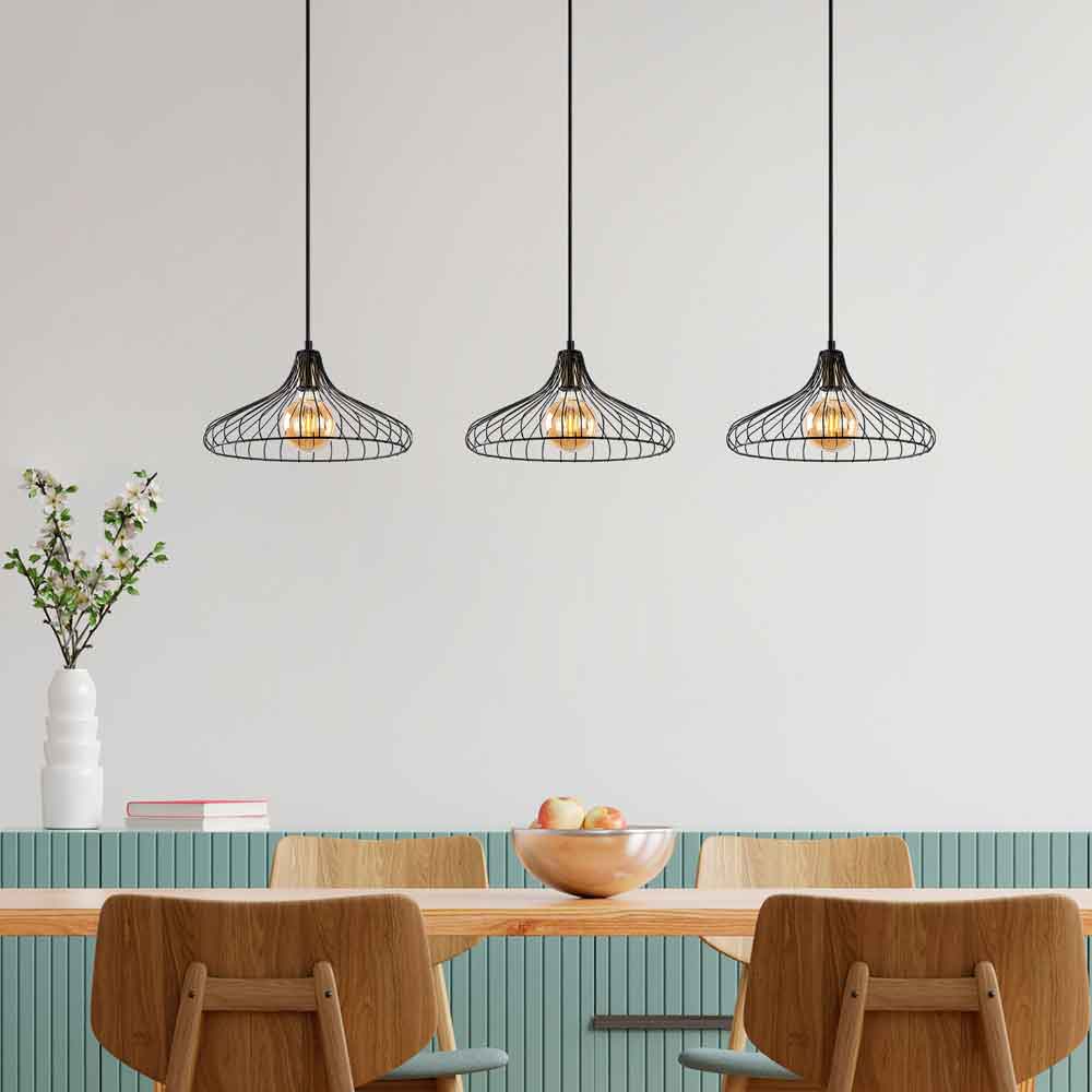 Depay 3 Light Metal Ceiling Pendant Light in Black
