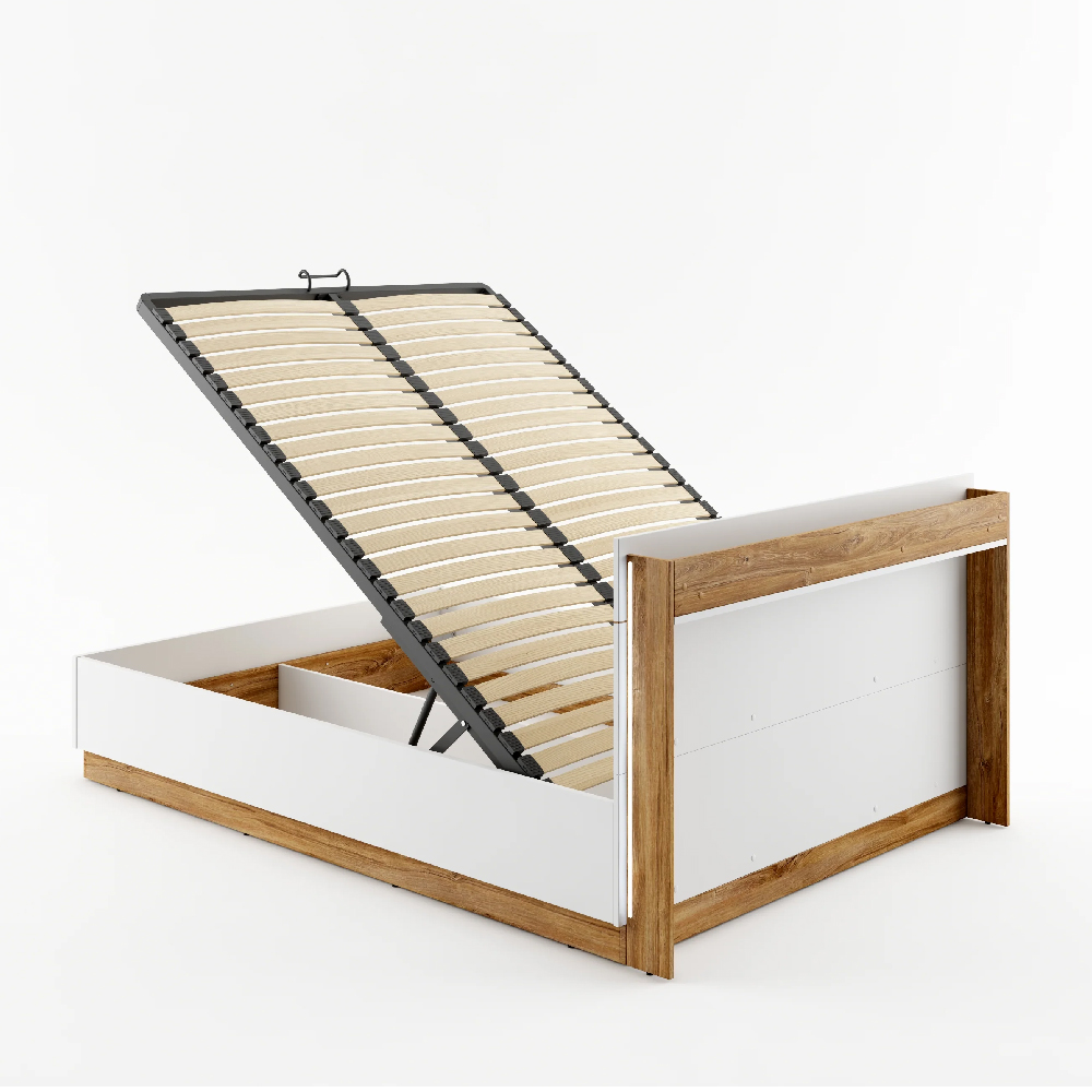Deptford Ottoman Wooden Double Bed In Matt White With LED