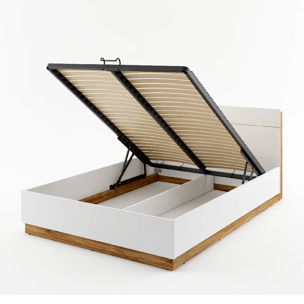 Deptford Ottoman Wooden Double Bed In Matt White With LED