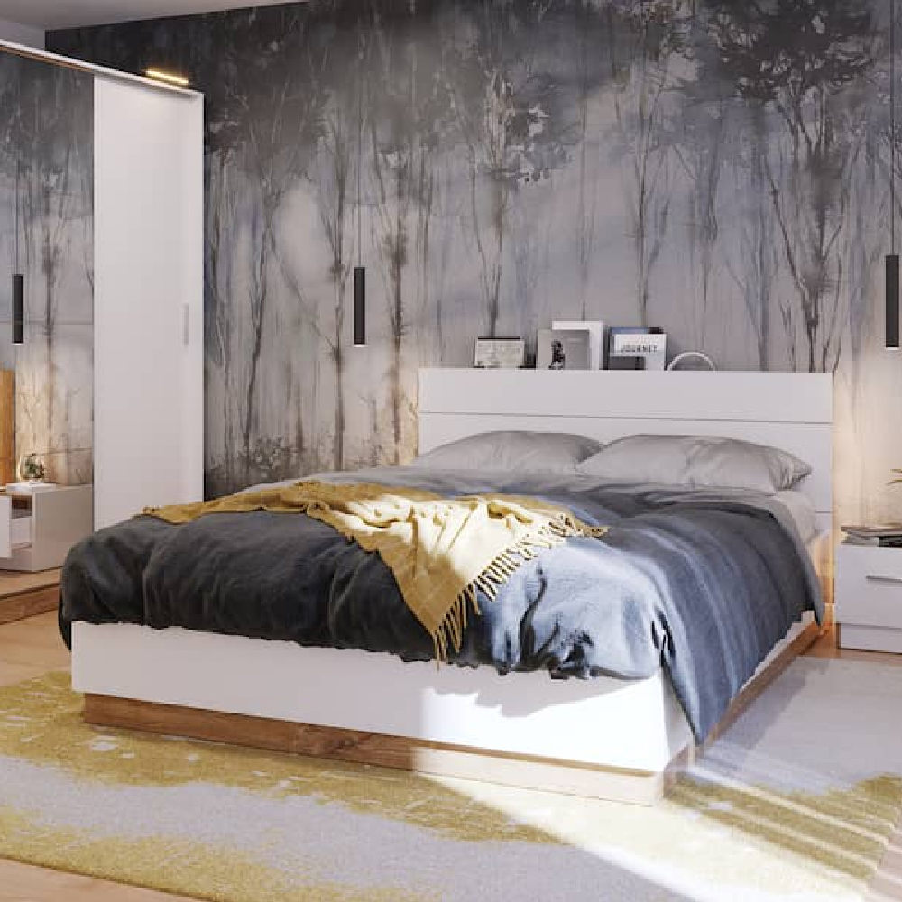 Read more about Deptford ottoman wooden king size bed in matt white with led
