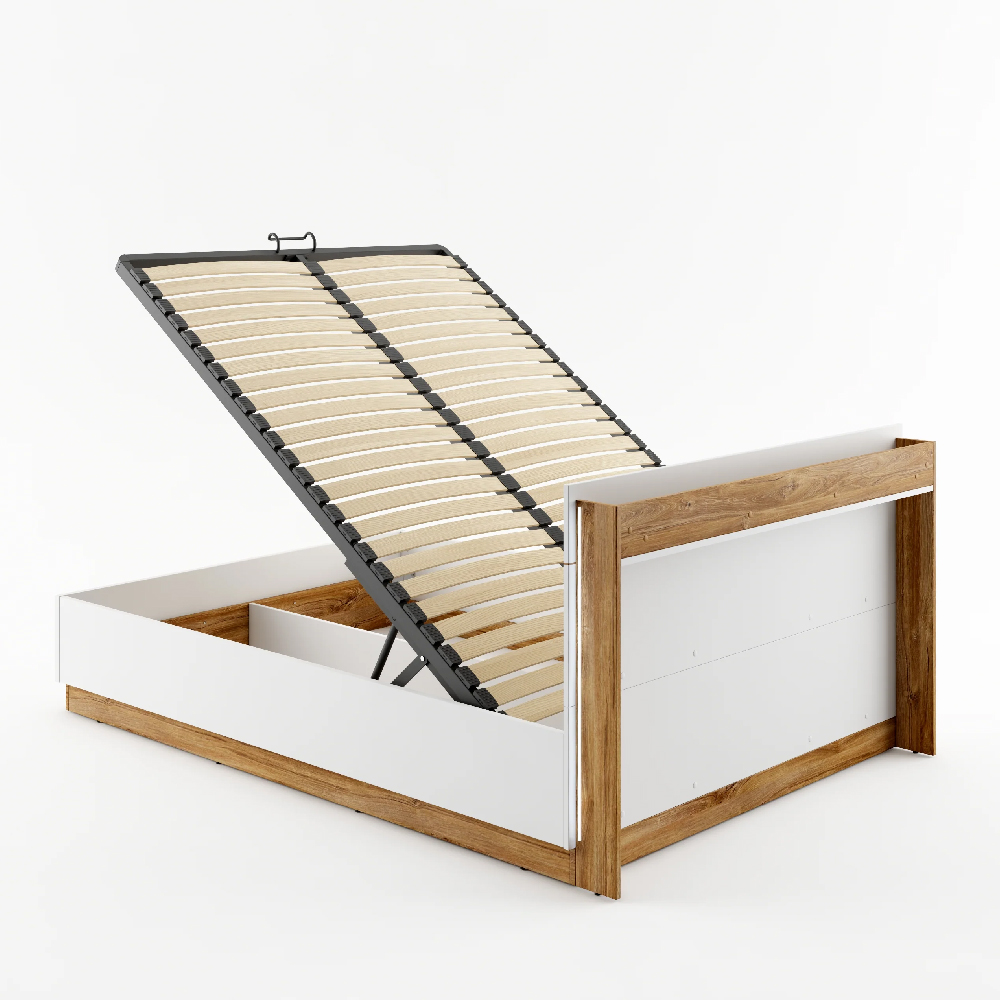 Deptford LED Ottoman Wooden Super King Size Bed In Matt White