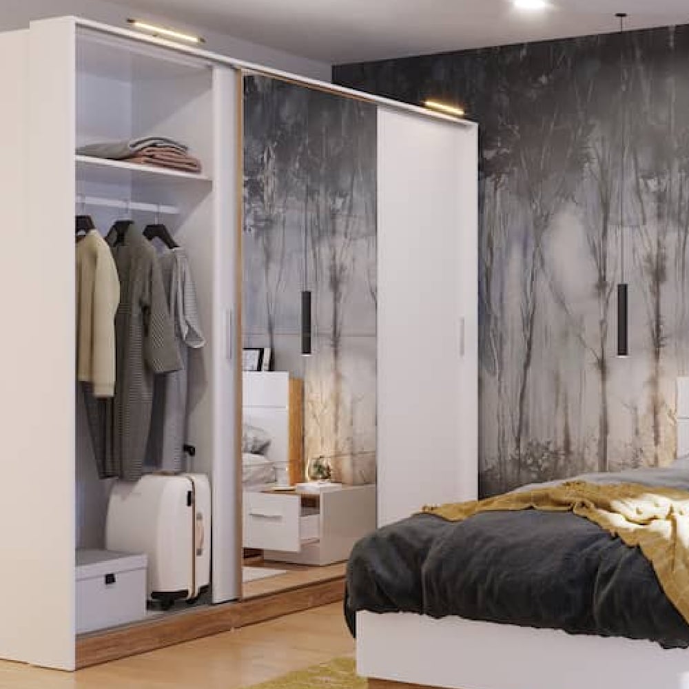 Read more about Deptford wooden wardrobe with 3 sliding doors in matt white