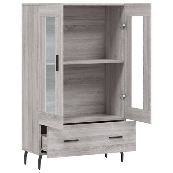 Derby Display Cabinet With 2 Doors 1 Drawer In Grey Sonoma Oak