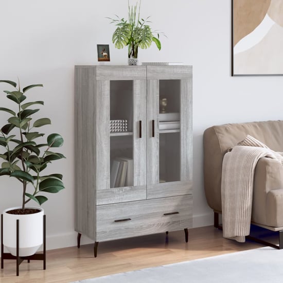 Product photograph of Derby Display Cabinet With 2 Doors 1 Drawer In Grey Sonoma Oak from Furniture in Fashion