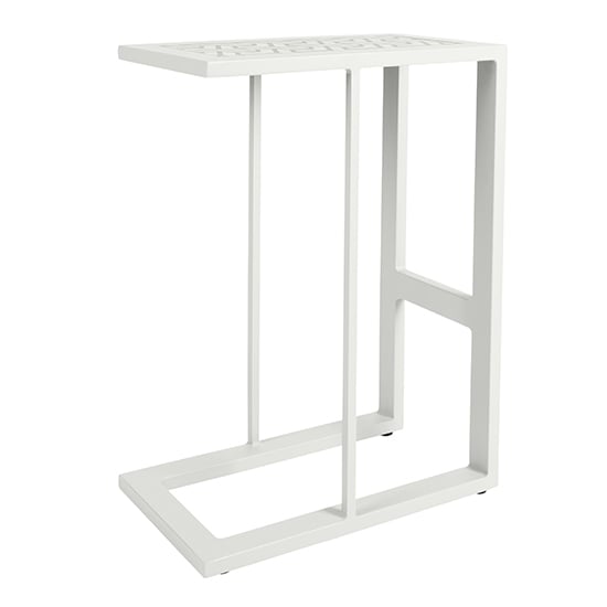 Derby Outdoor Patterned Glass Top End Table In White