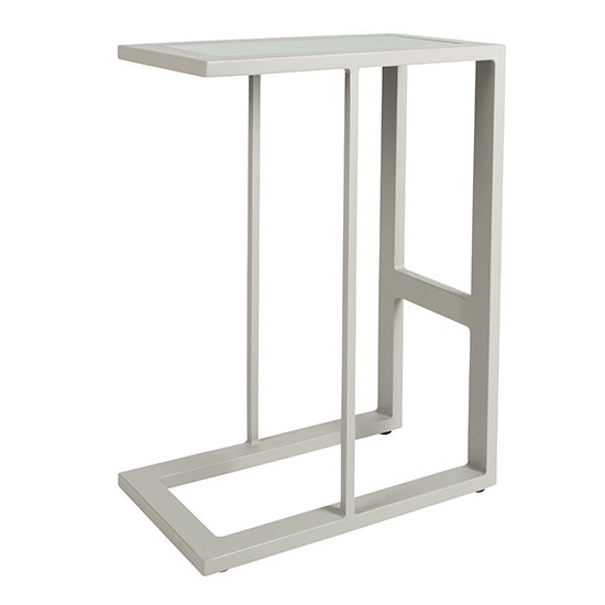 Derby Outdoor Plain Glass Top End Table In Grey