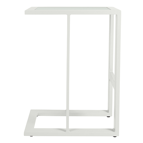 Derby Outdoor Plain Glass Top End Table In White_2