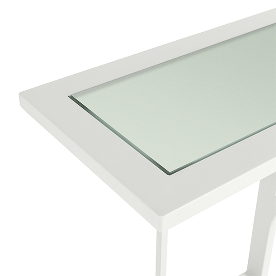 Derby Outdoor Plain Glass Top End Table In White_3