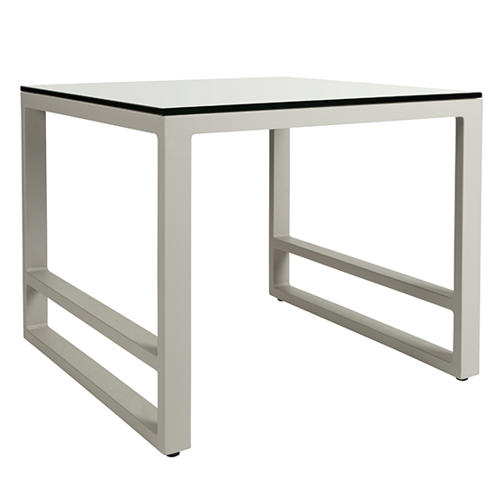 Derby Outdoor Plain Glass Top Side Table In Grey