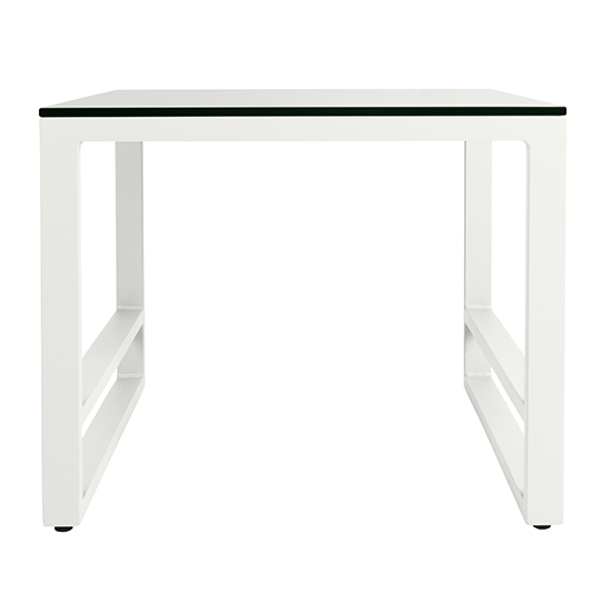 Derby Outdoor Plain Glass Top Side Table In White_2