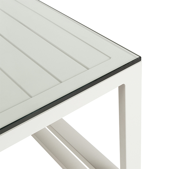 Derby Outdoor Plain Glass Top Side Table In White_3