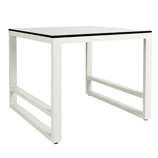 Derby Outdoor Plain Glass Top Side Table In White_1