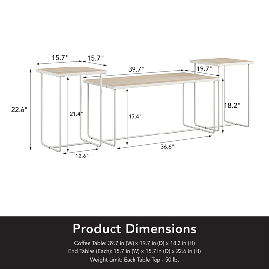 Derby Wooden Coffee And End Tables Set In Natural