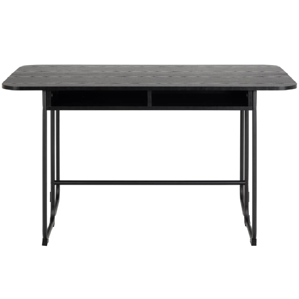 Deridder Wooden Extending Dining Table In Ash Black