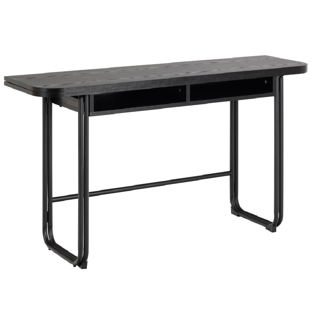 Deridder Wooden Extending Dining Table In Ash Black