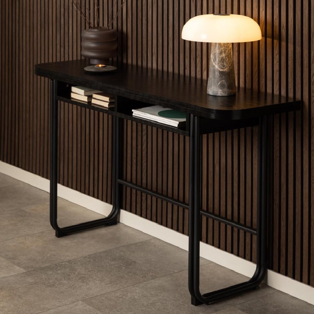 Deridder Wooden Extending Dining Table In Ash Black