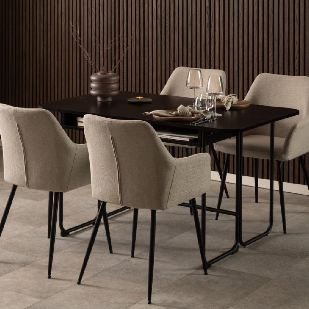Deridder Wooden Extending Dining Table In Ash Black
