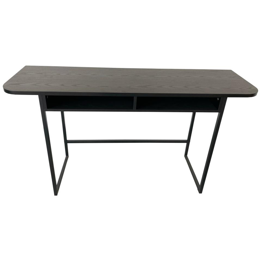 Deridder Wooden Rectangular Console Table In Ash Black