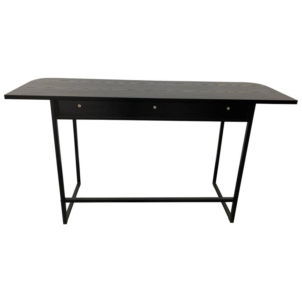 Deridder Wooden Rectangular Console Table In Ash Black