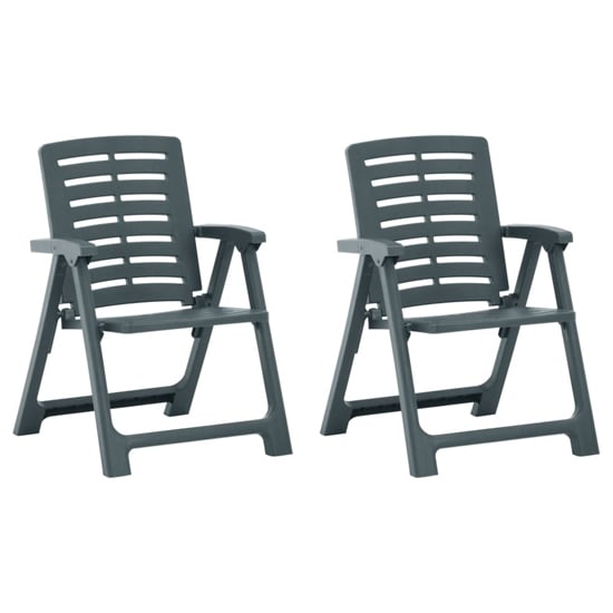 Derik Elegant Design Green Plastic Garden Chairs In Pair