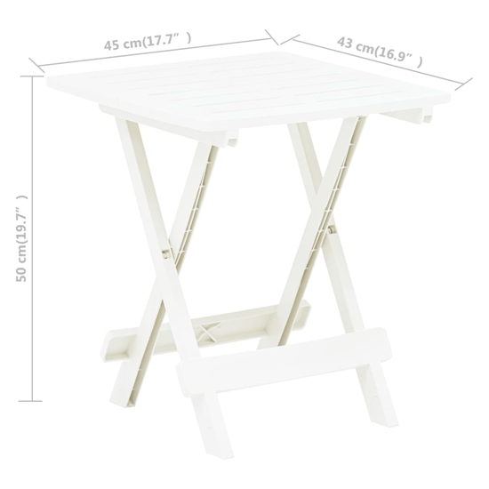 Derik Outdoor Folding Plastic Dining Table In White