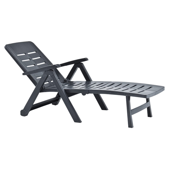Derik Outdoor Folding Plastic Sun Lounger In Anthracite
