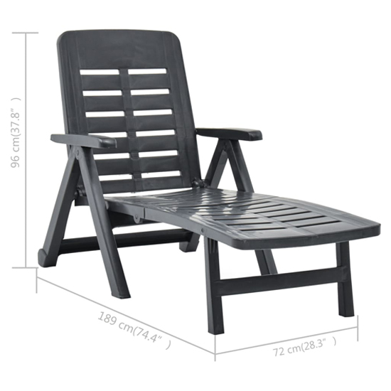 Derik Outdoor Folding Plastic Sun Lounger In Anthracite