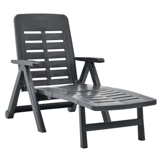 Photo of Derik outdoor folding plastic sun lounger in anthracite