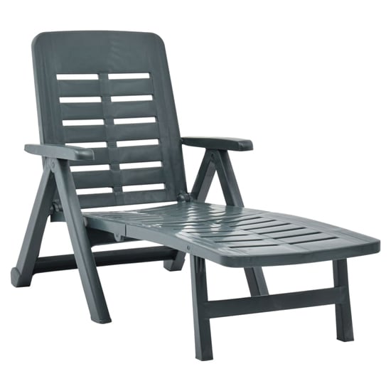 Product photograph of Derik Outdoor Folding Plastic Sun Lounger In Green from Furniture in Fashion