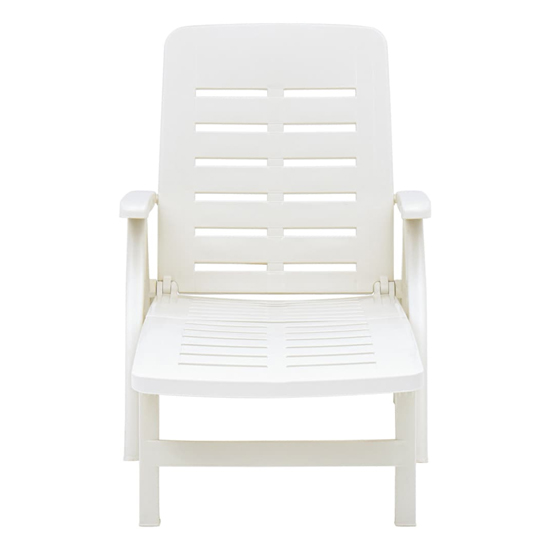 Derik Outdoor Folding Plastic Sun Lounger In White
