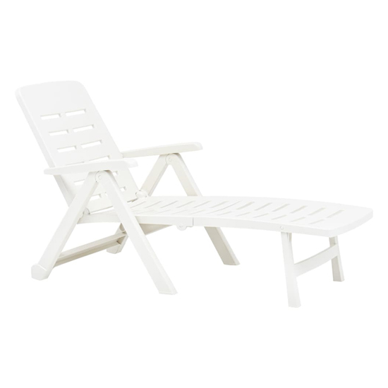 Derik Outdoor Folding Plastic Sun Lounger In White