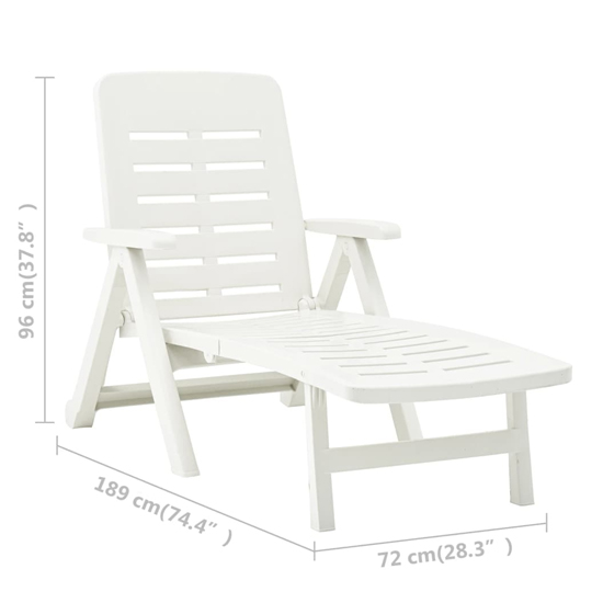 Derik Outdoor Folding Plastic Sun Lounger In White