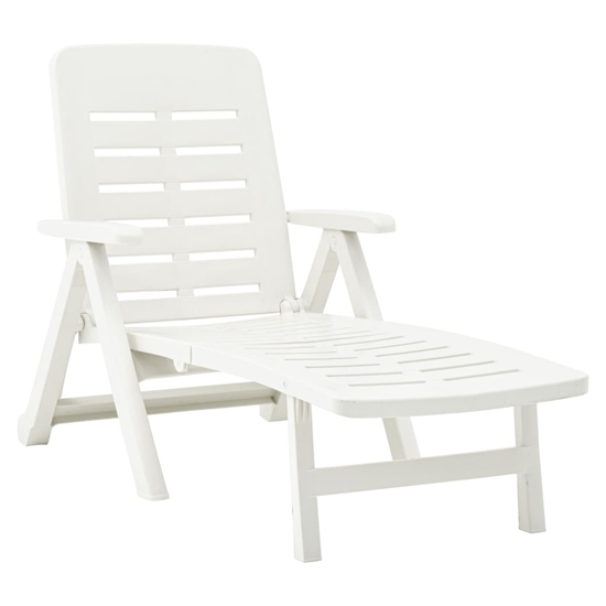derik outdoor folding plastic sun lounger in white