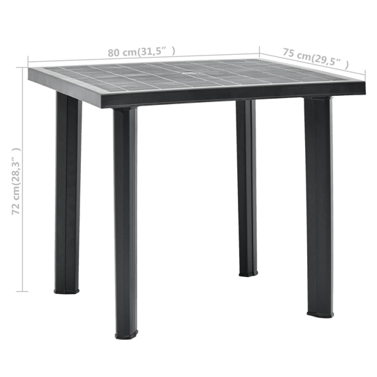 Derik Outdoor Plastic Dining Table In Anthracite