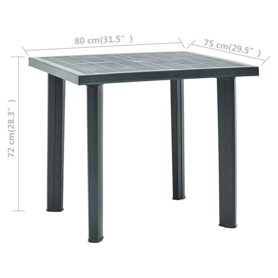 Derik Outdoor Plastic Dining Table In Green