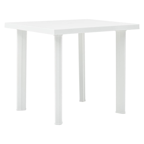 Derik Outdoor Plastic Dining Table In White Furniture in Fashion