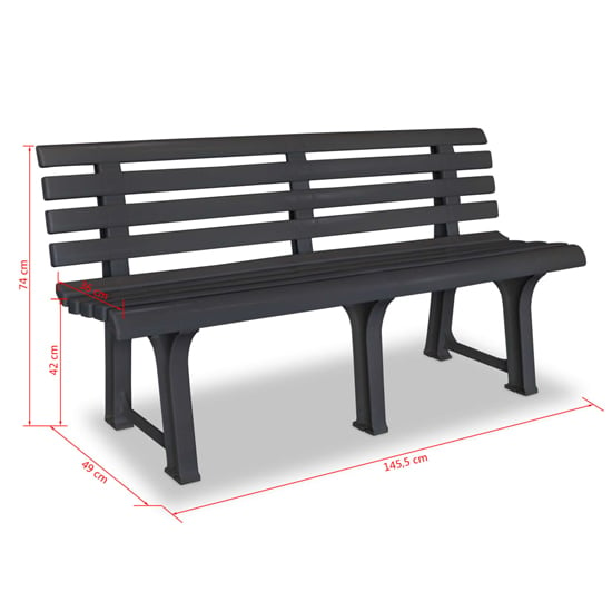 Derik Outdoor Plastic Seating Bench In Anthracite_3