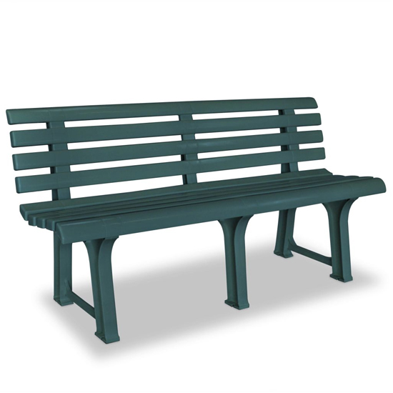 Photo of Derik outdoor plastic seating bench in green