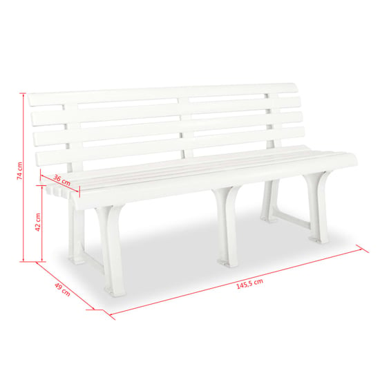 Derik Outdoor Plastic Seating Bench In White_4