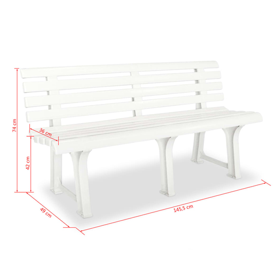 Derik Outdoor Plastic Seating Bench In White