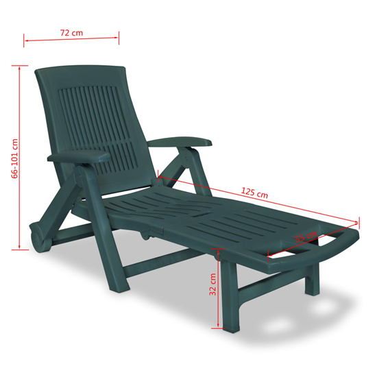 Derik Outdoor Plastic Sun Lounger In Green