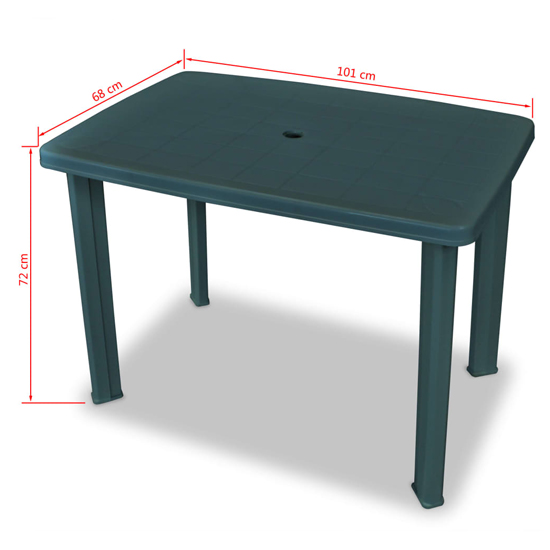 Derik Outdoor Rectangular Plastic Dining Table In Green