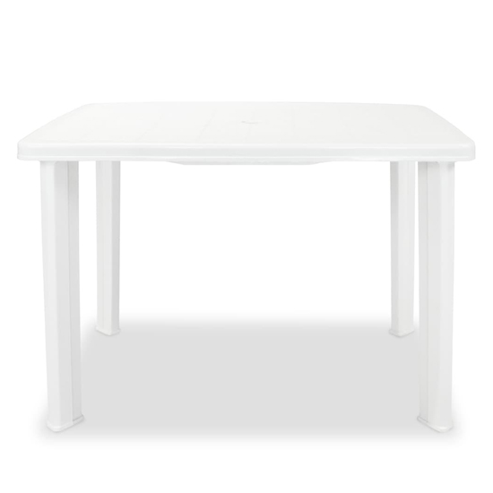 Derik Outdoor Rectangular Plastic Dining Table In White