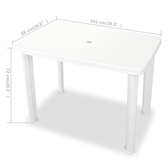 Derik Outdoor Rectangular Plastic Dining Table In White_3
