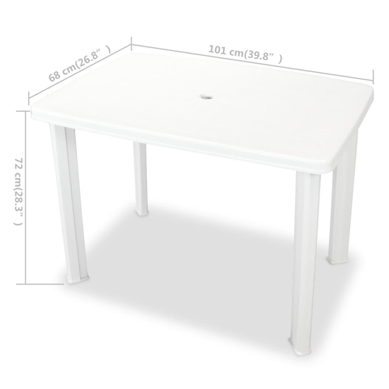 Derik Outdoor Rectangular Plastic Dining Table In White